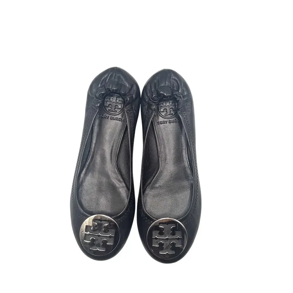 Tory Burch black leather Reva ballet flats size 6